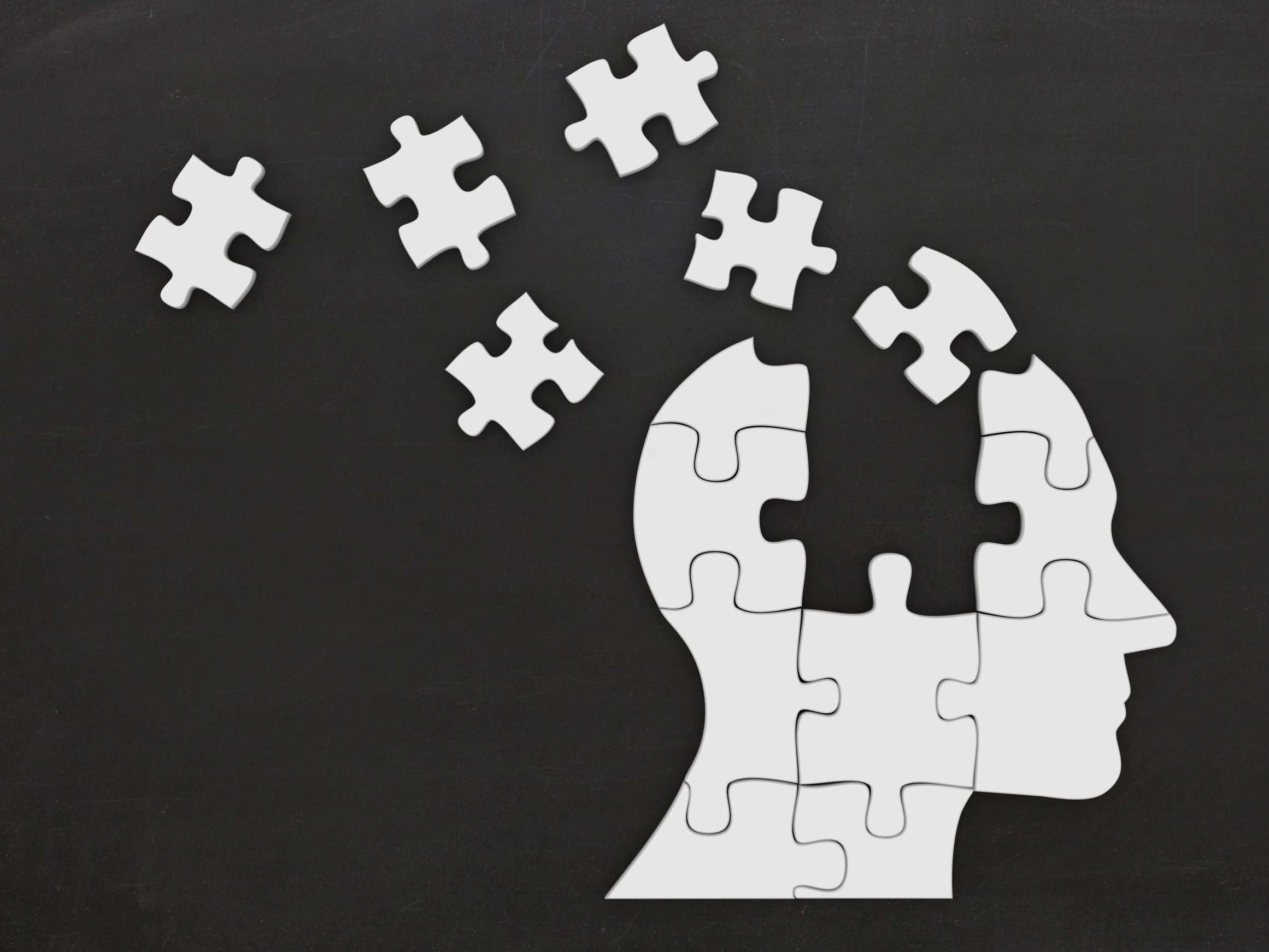 Puzzle head silhouette mind brain memory