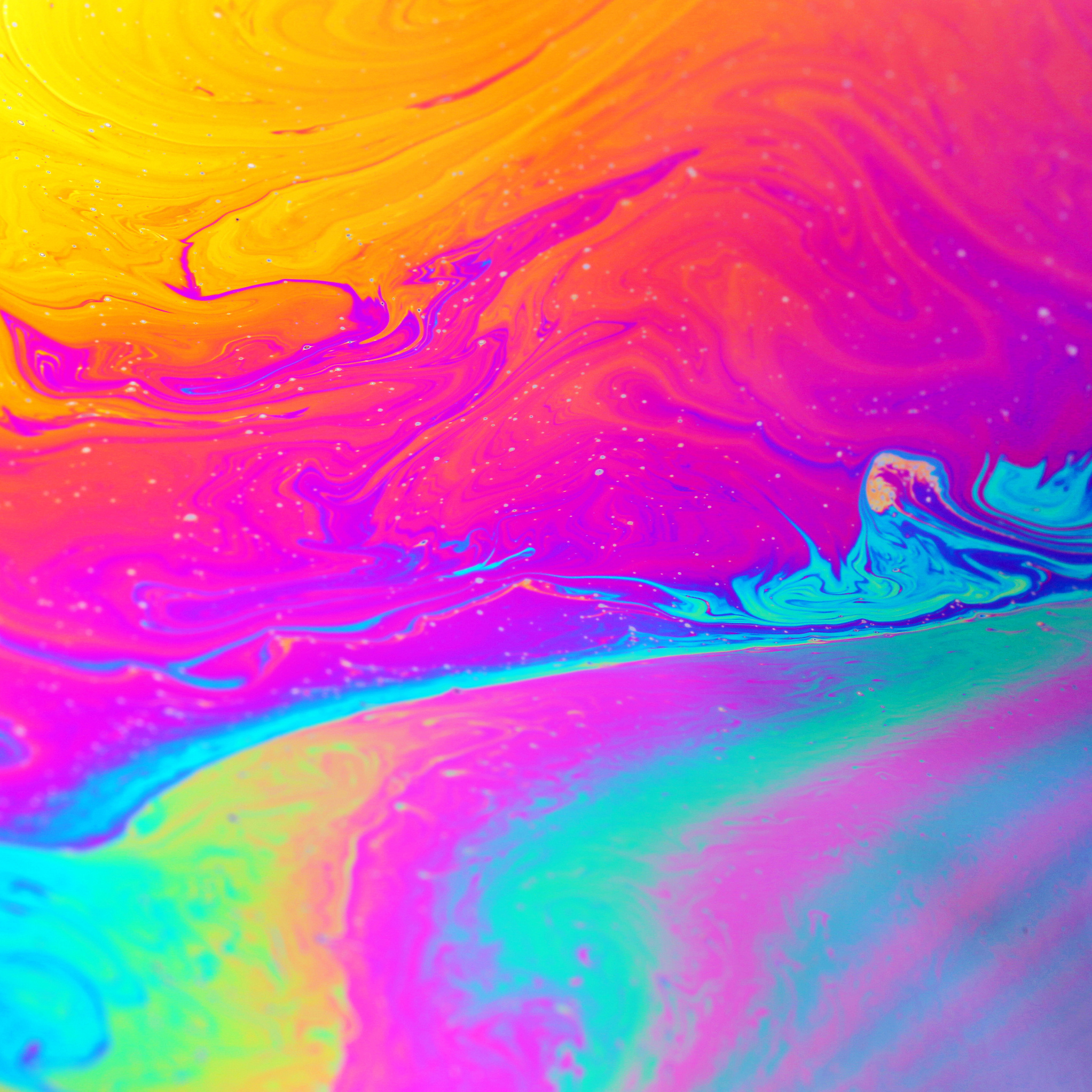 Rainbow colors created by soap, bubble, or oil makes